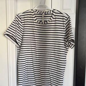 lululemon athletica Black and White Striped Short Sleeve Tee